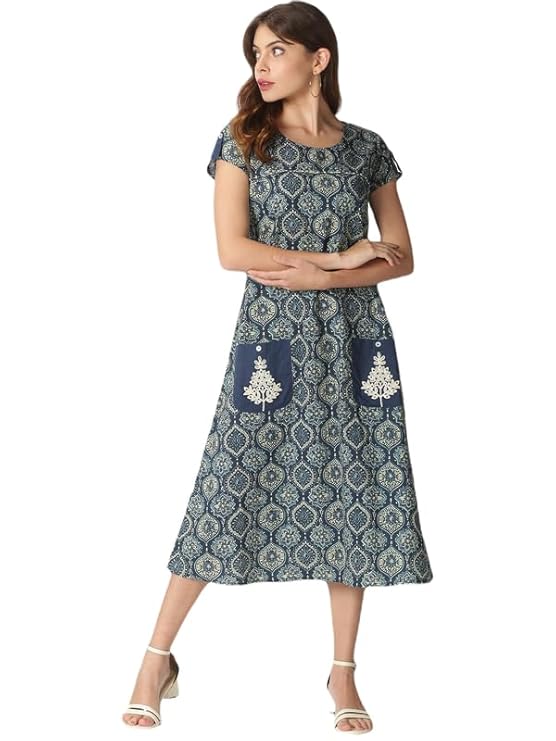 Saffron Threads Red Ethnic Motifs Printed A-line Strappy Dress with Front Pockets